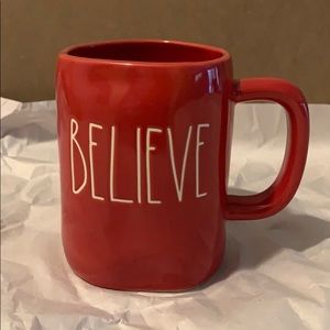 Rae Dunn red believe mug